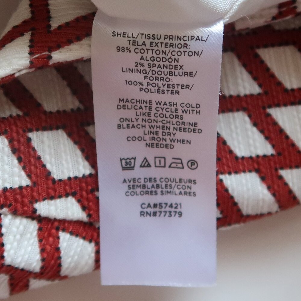 NEW Ann Taylor Factory Red & White Geometric Textured Cotton A-line Mini Skirt 6 - Picture 6 of 7